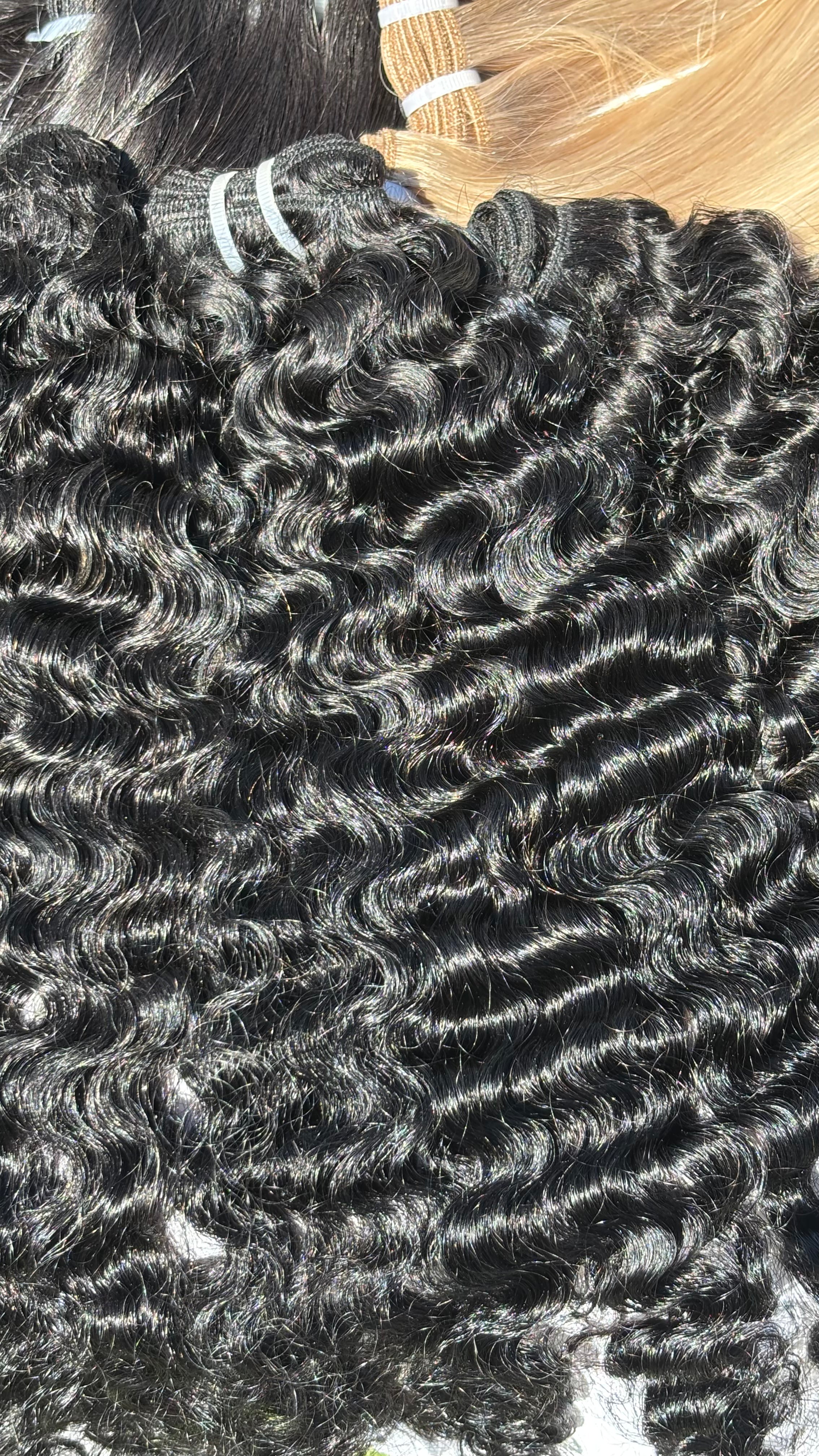 CAMBODIAN VIRGIN BUNDLES - BURMESE CURLY (NATURAL BLACK)
